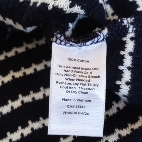 Talbots Women's Navy & White Striped Boatneck Knit Sweater 3/4 Sleeves M/P - Picture 9 of 12